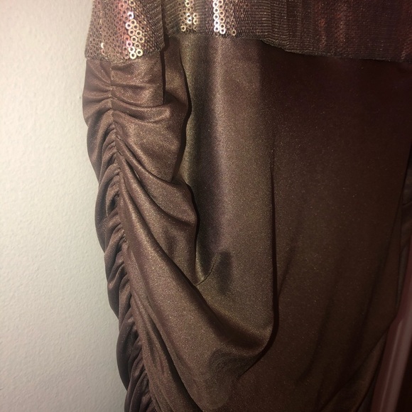Tadashi Shoji Plus Size Cocktail/Evening Dress in Taupe - Picture 5 of 10
